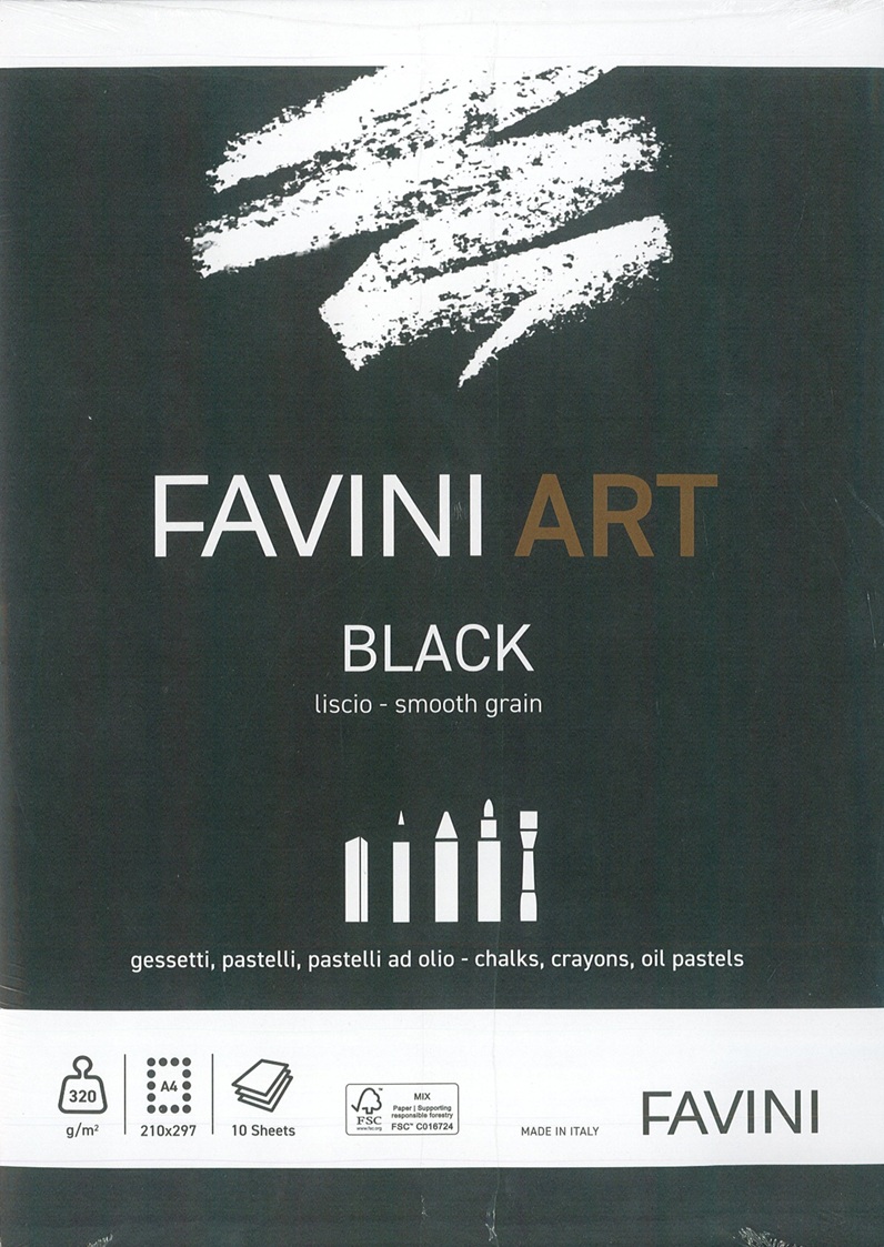 BLACK LISCIO A4 320GRMQ 10FF GESSETTI, PASTELLI, PASTELLI A OLIO