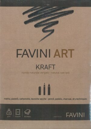KRAFT RUVI NAT VERGATO A4 120GR 50FF MATITA, PASTELLI, CARBONCINO, TECN SECCHE