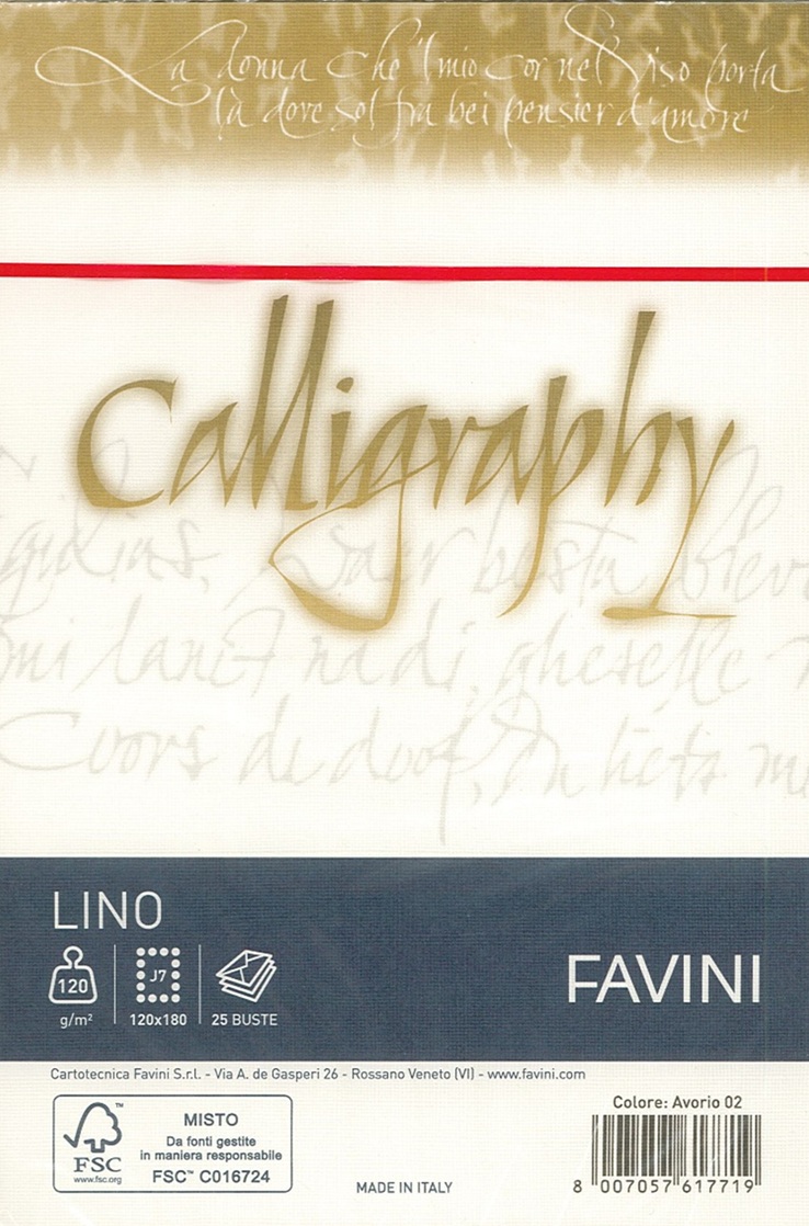 BUSTA LINO AVORIO 12X18 120GR 25PZ CALLIGRAPHY CLASSIC