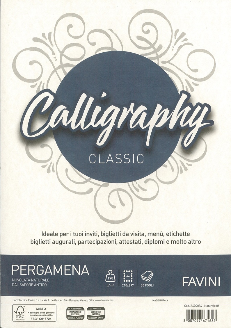 A4 PERGAMENA BIANCO190GRMQ 50 PZ CALLIGRAPHY CLASSIC