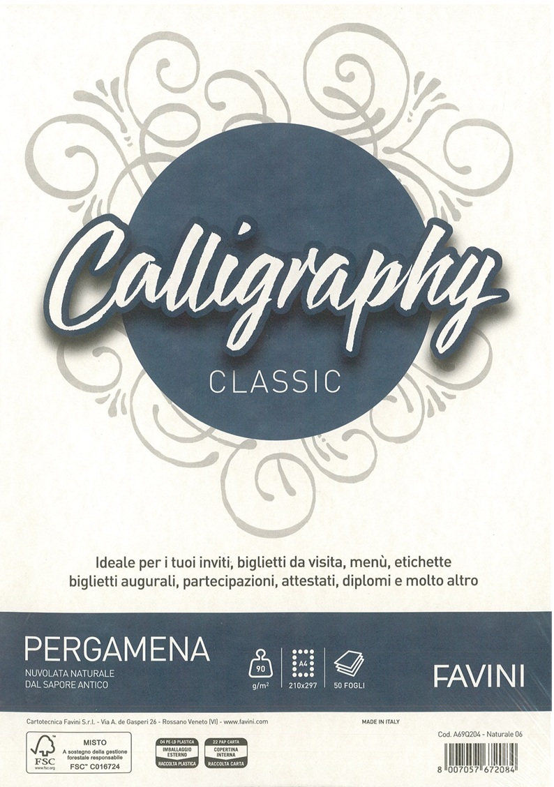 A4 PERGAMENA BIANCO 90 GRMQ 50 PZ CALLIGRAPHY CLASSIC