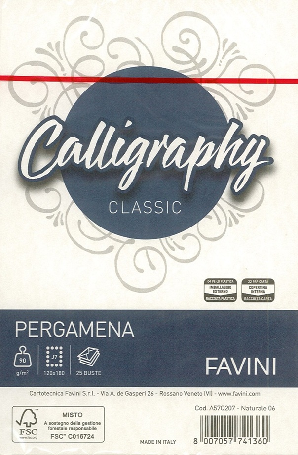 BUSTA PERG NATUR 12X18 90GR 25PZ CALLIGRAPHY CLASSIC