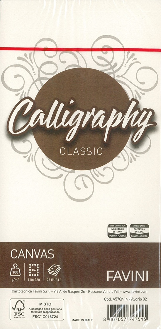 BUSTA AVORIO DL11X22 100GR 25PZ CALLIGRAPHY CLASSIC