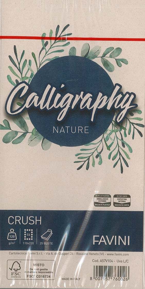 BUSTA CRUSH UVA DL11X22 120GR 25PZ CALLIGRAPHY NATURE