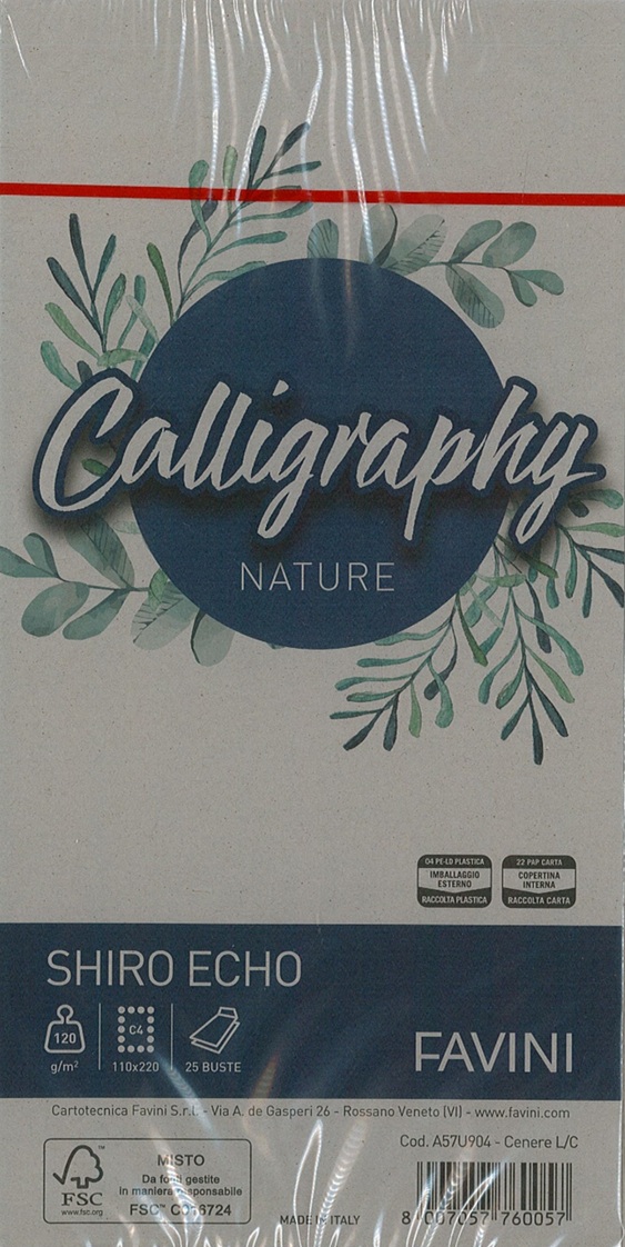 BUSTA CENERE DL11X22 120GR 25PZ CALLIGRAPHY NATURE